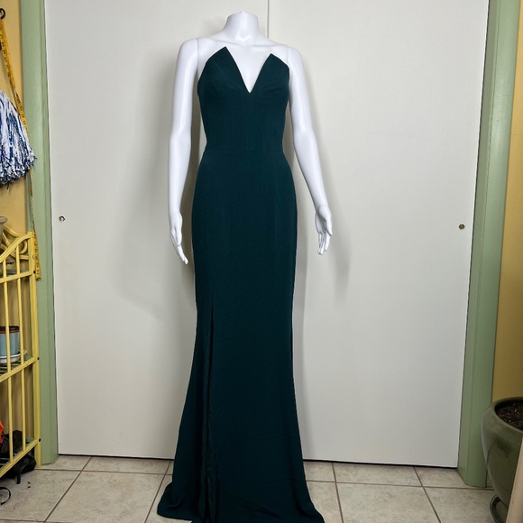Dress the Population Emerald Green Formal Gown Strapless Boned Bodice, S NWOT - Picture 12 of 16
